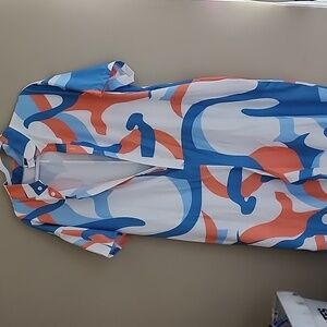 SHEIN Blue and White Striped Shirt